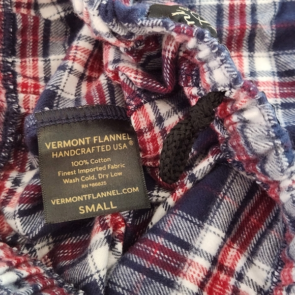 NWT Vermont Flannel Co Pajama Lounge Pants Plaid Red White Blue Small America - Picture 7 of 12
